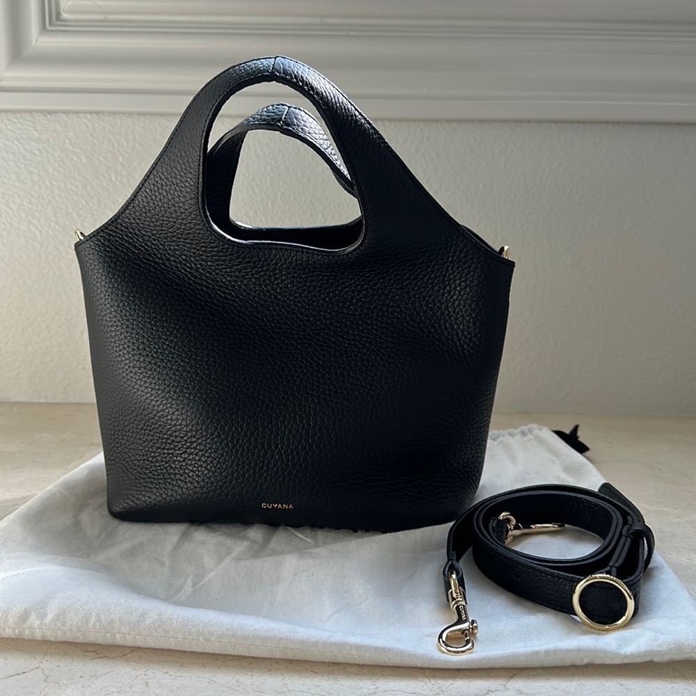Cuyana Mini System Tote in Black with strap